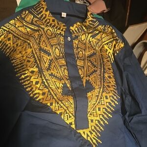 Mens African Print Dashinki With Pants Size Small,